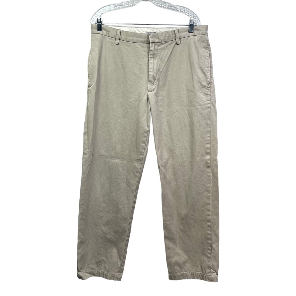 Banana Republic Chino Pants Gavin Straight Stretch Flat Front Khaki Men Sz W36*